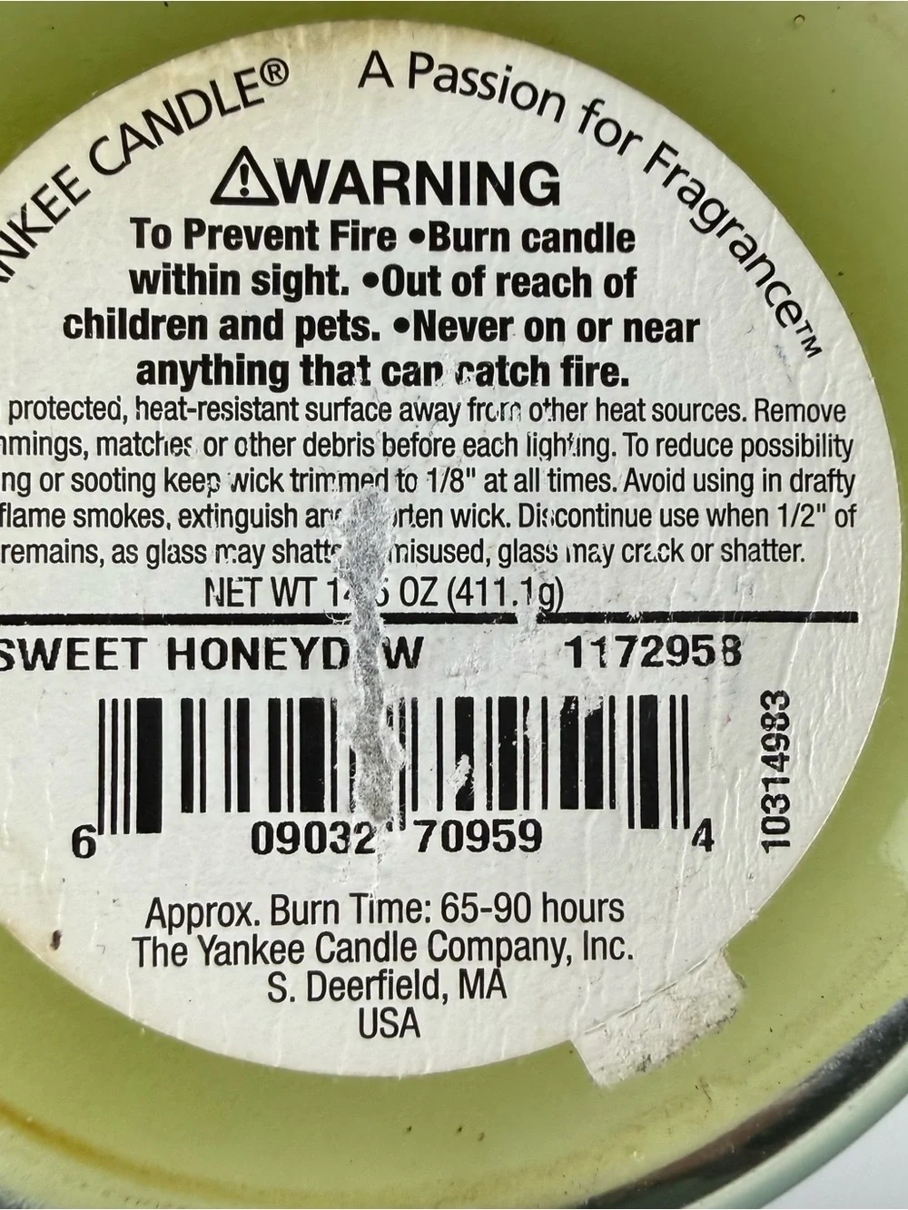 Yankee Candle SWEET HONEYDEW MELON Jar Candle 14.5 oz. Retired